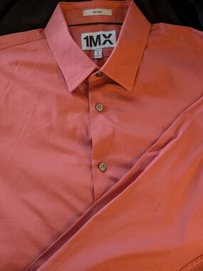 Express Fitted Coral Button-Down Shirt